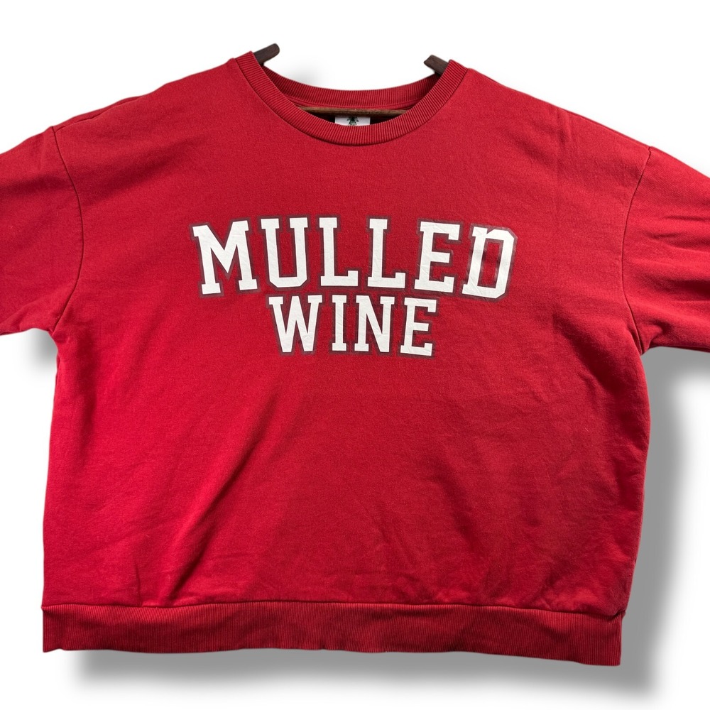 Vintage George Sweatshirt Mens 2XL Red Pullover Red Mulled Wine Merry Everything